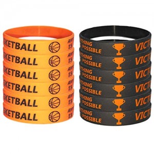 CupaPlay 24 PCS Basketball Motivational Silicone Wristband Bulk for Kids Teenagers - Personalized Silicone Rubber - Sports Gifts - Party Favors and Supplies - Carnival/Events/Gifts/Prize