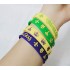 24PCS Mardi Gras Party Favors Rubber Bracelets - Carnival Birthday Party Supplies Decorations Goodie Bag Stuffers Fillers Silicone Wristbands