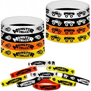 24PCS Monster Truck Theme Rubber Slicone Wristbands -Birthday Party Favors Party Supplies Decorations