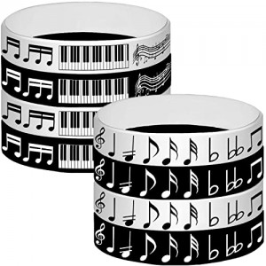 24PCS Piano Notes Rubber Bracelets -Piano Notes Theme Party Supplies Decorations Music Birthday Baby Shower Slicone Wristbands Party Favors