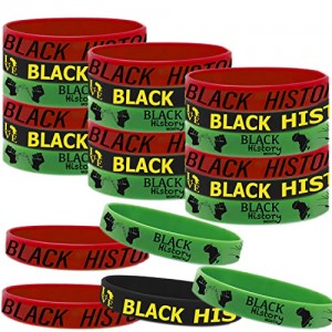 CupaPlay 24 PCS Happy Black History Month Party Favors Rubber Bracelets - Freedom Day Patriotic Party Supplies Goodie Bag Stuffers Fillers Silicone Wristbands